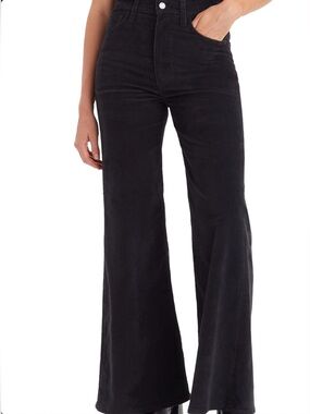 Levi's Ribcage Bell High Rise Wide Leg Corduroy Jeans Women’s 31 Black Raw Hem